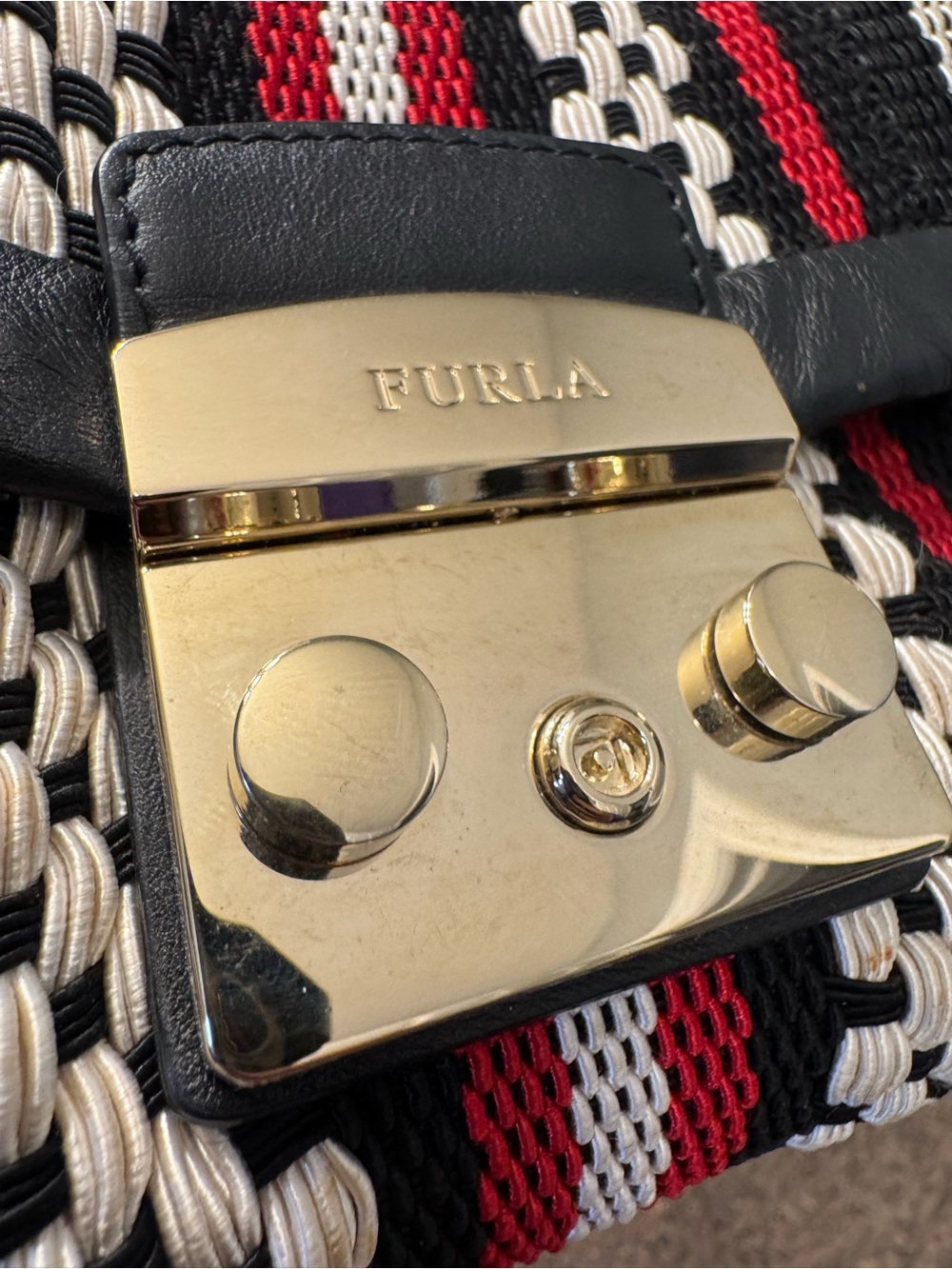 FURLA Metropolis RARE!!! Woven Stripe Crossbody Shoulder Bag - Picture 4 of 11